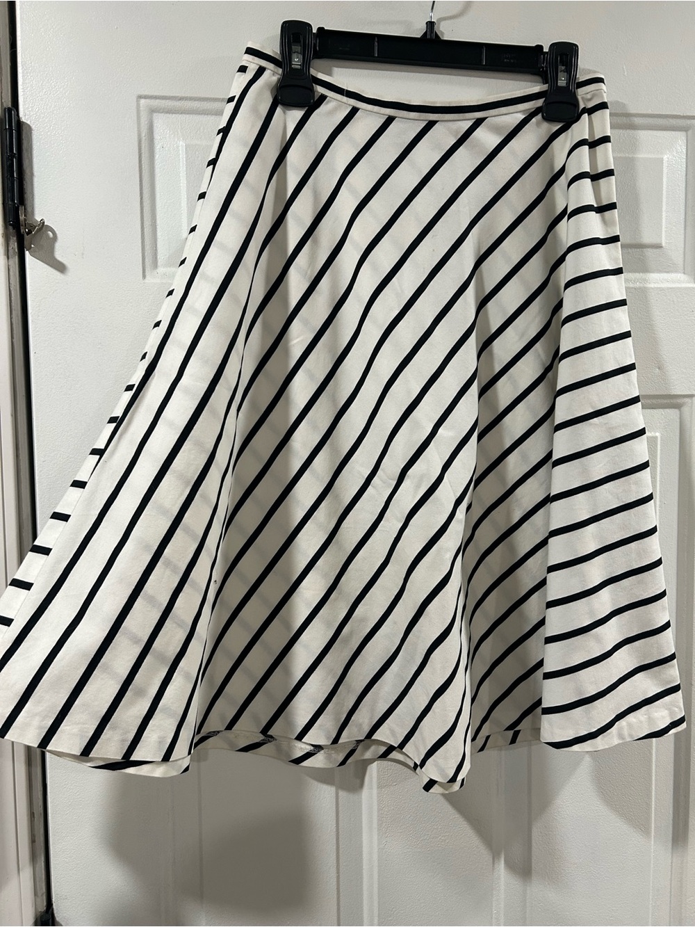 Lauren Ralph Lauren Black & White LA Dolce Vita Striped A-Line Skirt 100% Cotton